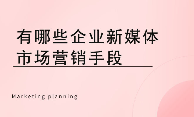 有哪些企业新媒体市场营销手段